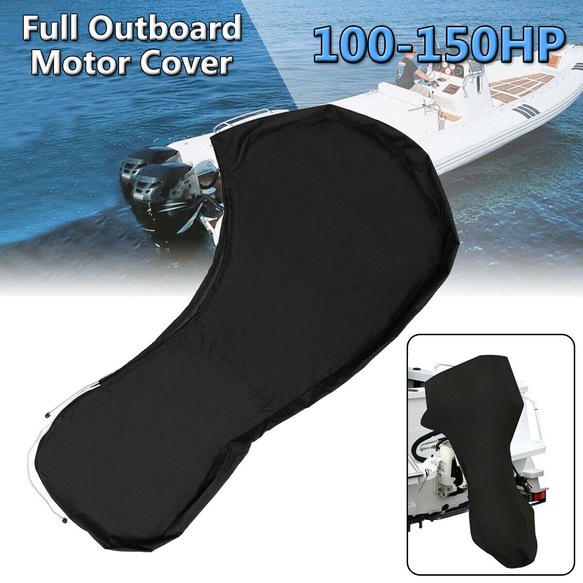 Heavy Duty 600D Red Waterproof Outboard Motor Cover - Fits 6HP To 225HP Engines