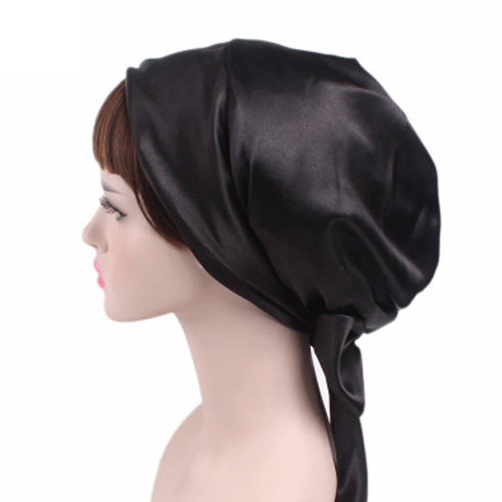 Hovedbeklædning satin turban wrap tørklæde silke nat søvn kasket hår motorhjelm hat: -en