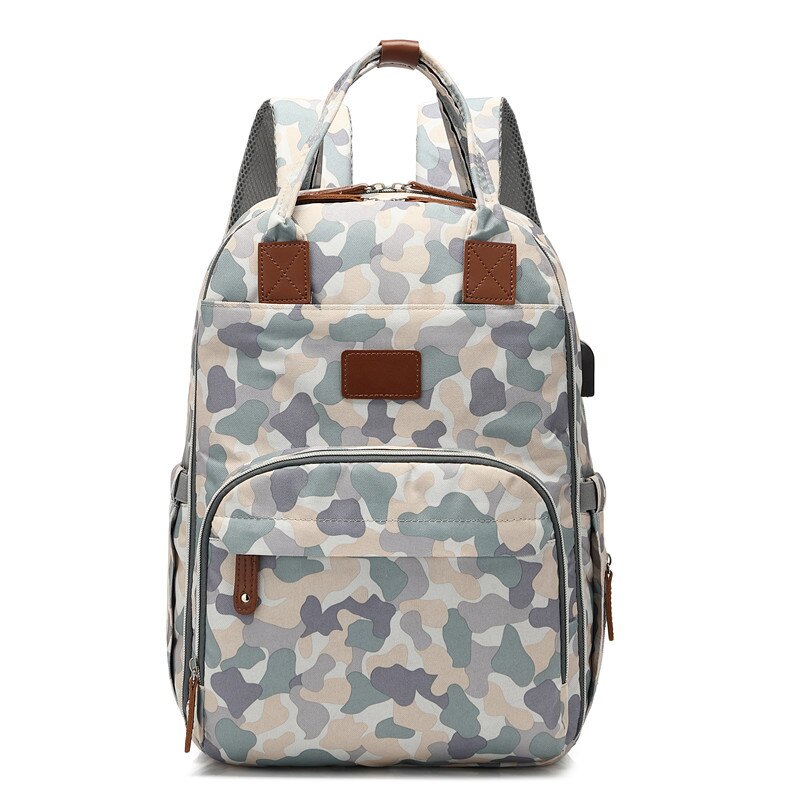 Stijl Luiertas Multifunctionele Grote Volume Mother 'S Tas Usb Oplaadbare Verpleging Rugzak: Shoulder Camouflage