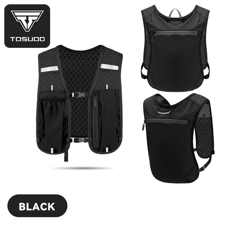 Running Hydration Vest Backpack for Hiking Cycling Marathon Lightweight Water Chest Pack With Phone Storage Pocket: black