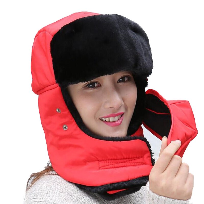 Gorros de estilo aviador para hombre, gorros de estilo aviador de invierno, de color sólido, con hueso más grueso, sombrero de nieve ruso, con solapa para las orejas, gorro de lei feng, novedad de