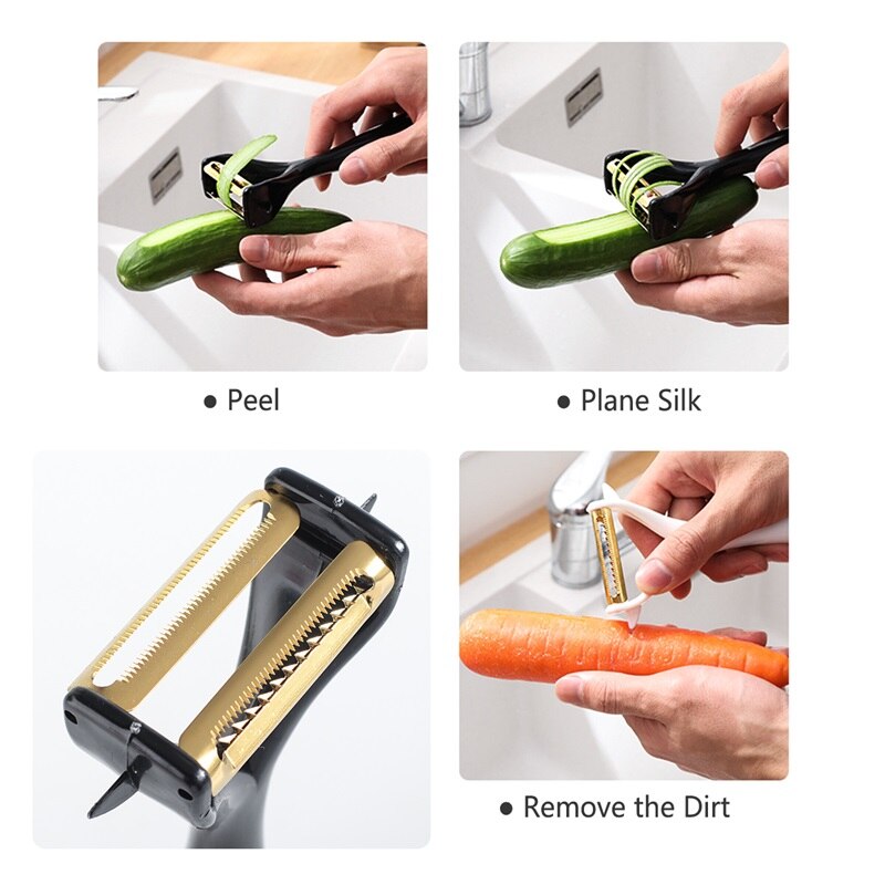 Multifunctionele Dunschiller Plastic Rvs Wortel Aardappel Cutter Kool Rasp Fruit Slicer Keuken Zesters Gadgets