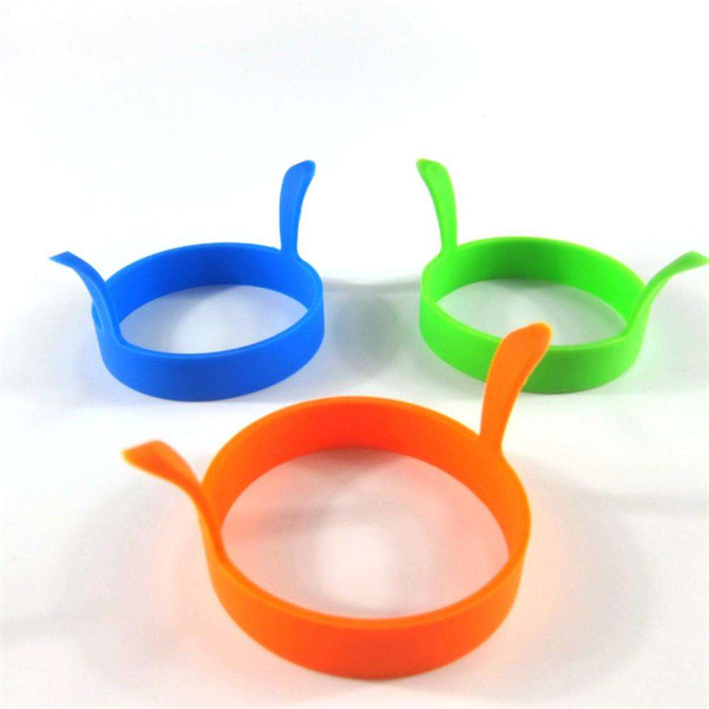 4 stk silikone runde ægringe pandekageform ring m håndtag nonstick stegt stegekomfur æggering form