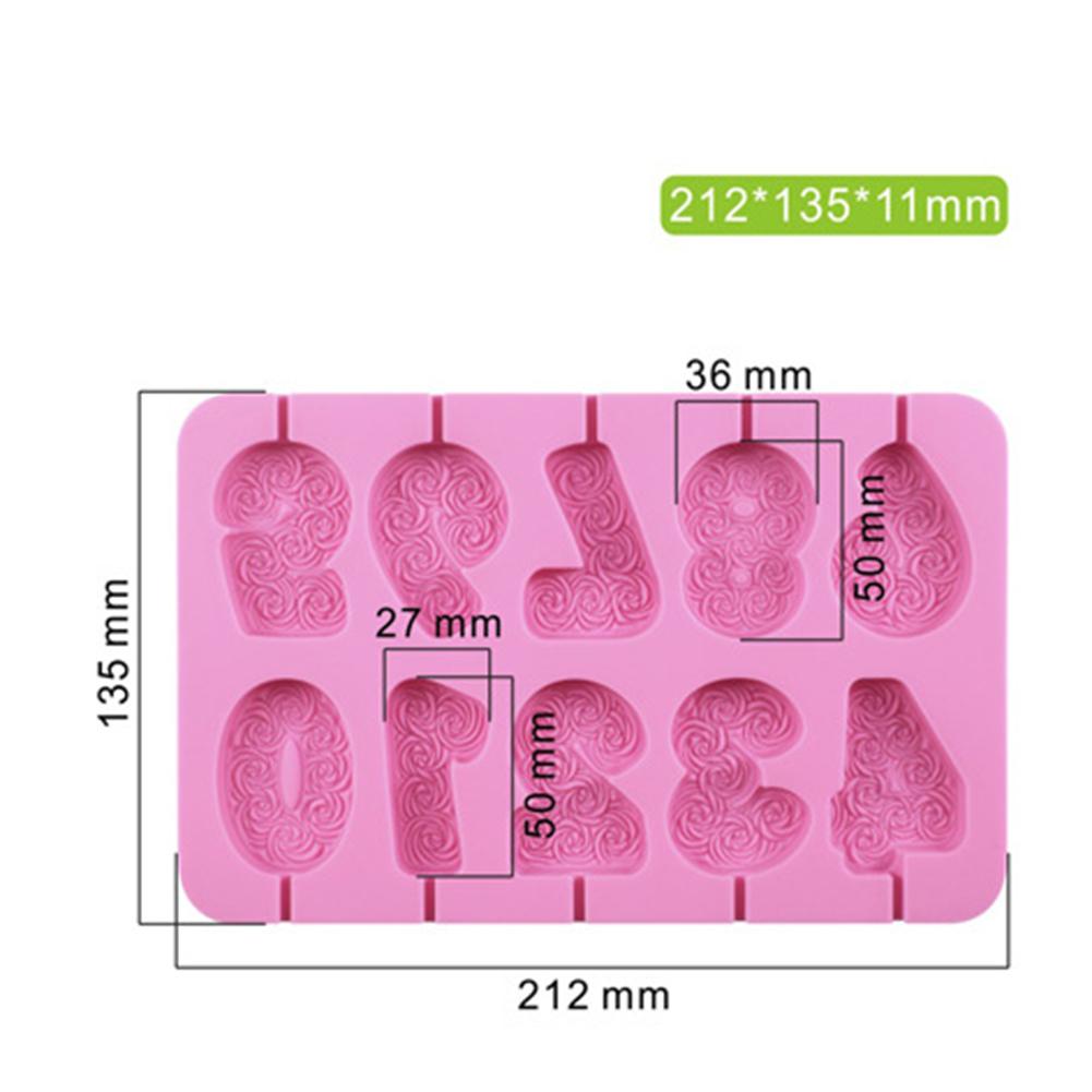 DIY 0-9 Number Silicone Mold Rose Candle Birthday Cake Lollipop Biscuit Chocolate Mold Heat Resistant Number Shape Silicone Mold