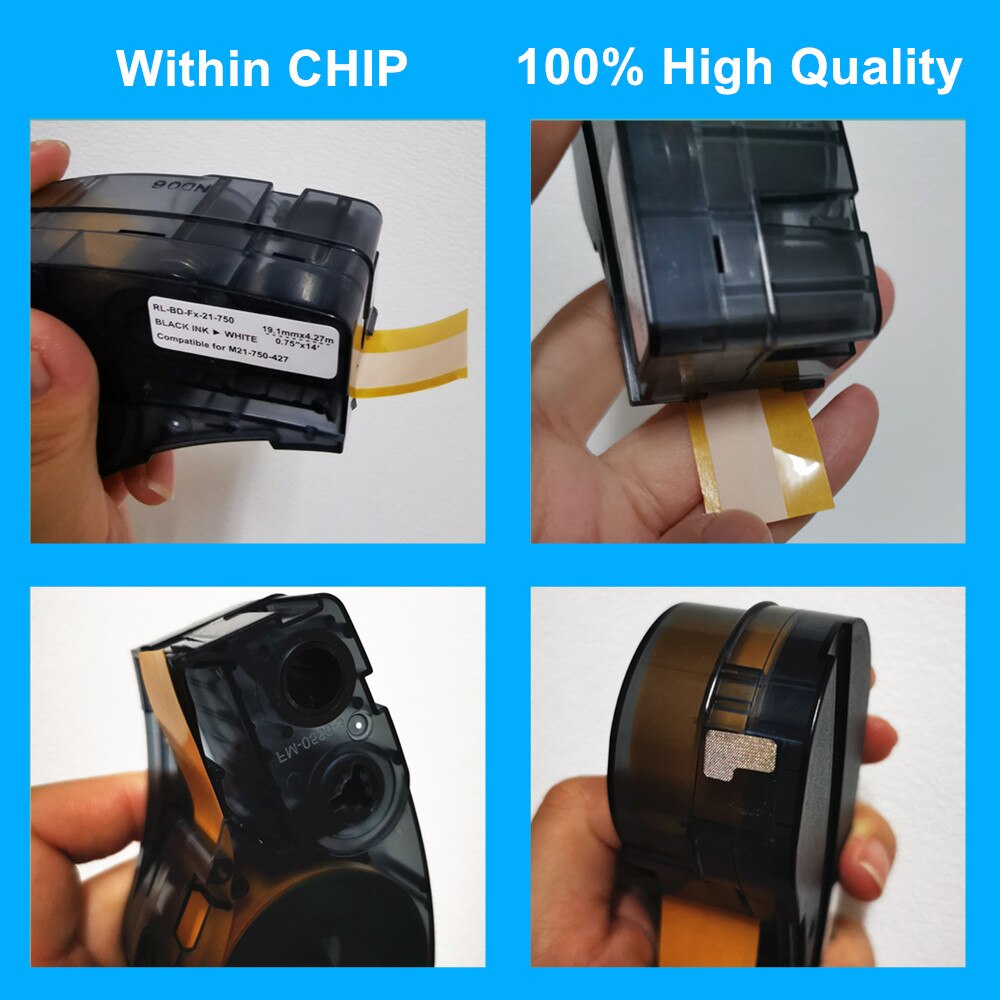 10PK BMP21 M21 750 427 Vinyl Label Maker Tape Lint Zwart Op Wit Voor Brady BMP21-PLUS Printer Tag Labels 19.1mm * 4.27M