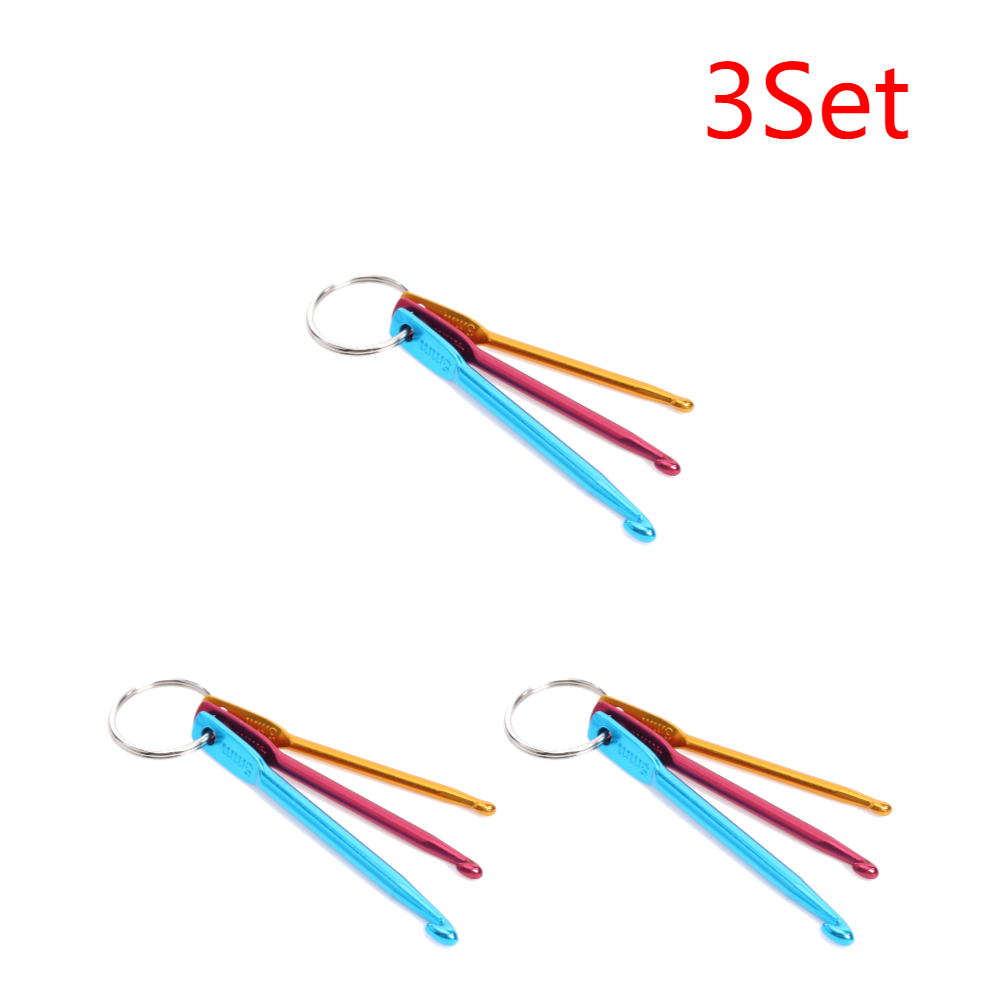 5Set 3 Stuks Haaknaalden Veelkleurige Mini Aluminium Sleutelhanger Haakhaken Diy Ambachten Gereedschap Breien Weven Haarnaalden: plum