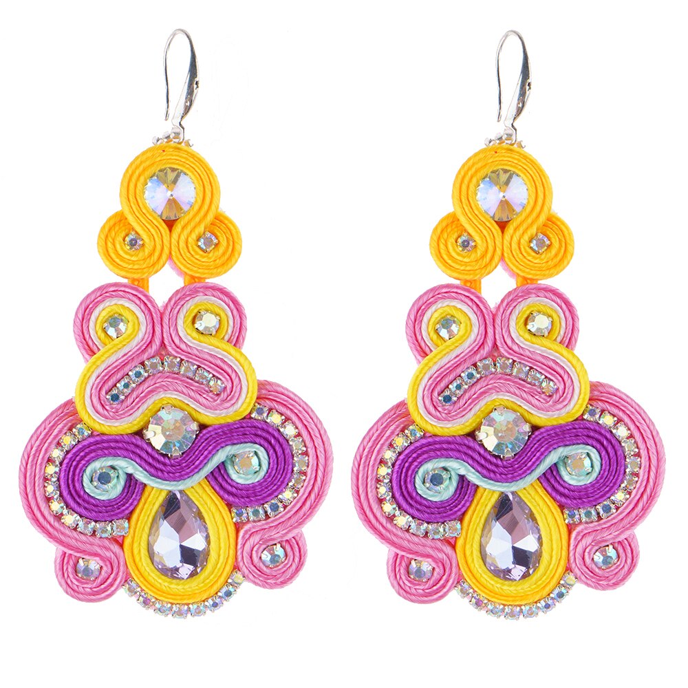 KPacTa-pendientes hechos a mano para mujer, aretes de estilo étnico, accesorios de decoración de cristal, joyería Bohemia,: C1