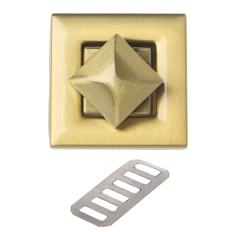 Cierre de forma cuadrada en 4 colores, bloqueo de giro, cerraduras giratorias para DIY, bolsa de mensajero, Hardware, , 1 pieza, accesorios para bolsas de equipaje: Bronce