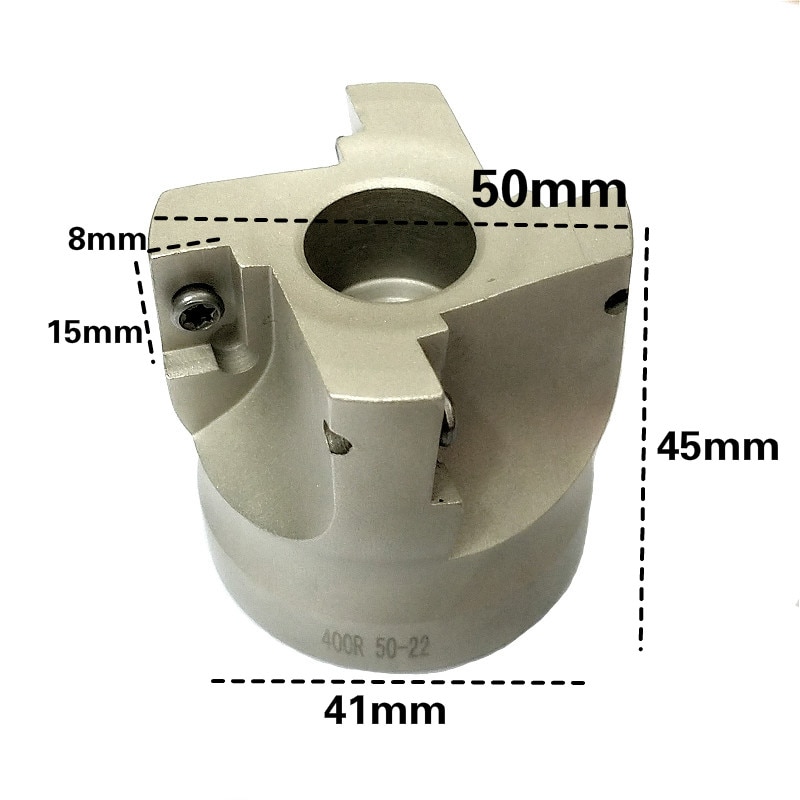 4 groeven  mt2 400r vlakfrees 50mm + 10 stuks apmt 1604 hardmetalen wisselplaten met sleutel voor freesgereedschap