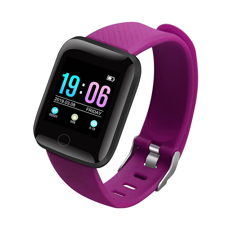 ID116 Plus Bluetooth Smart Watch Heart Rate Monitor Smart Watches Fitness Tracker Bracelet IP67 Waterproof Men's Smart Wristband: purple