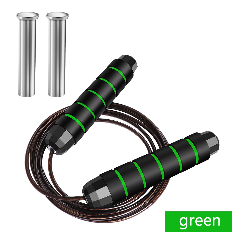 Cuerda de saltar para deportes rodamiento cuerda de saltar sin enredos en el pie cuerda de saltar ajustable velocidad rápida Comba equipamiento de Fitness Crossfit: Green