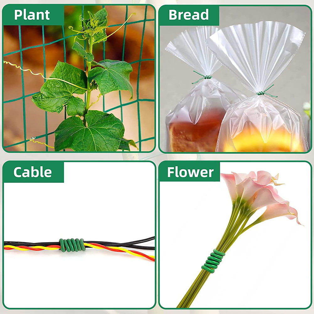 Attaches de câble de jardinage 8m/10m, ficelle végétale verte, Flexible, pliable, Support de jardin, attache de câble, fil d'acier enduit de caoutchouc réutilisable