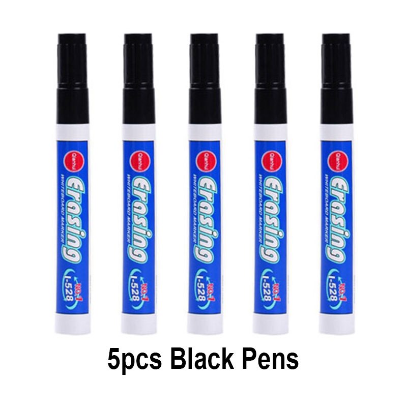 Stylo marqueur effaçable de grande capacité, 4 couleurs, pour tableau blanc, fournitures de papeterie pour salle de classe, réunion de bureau: 5pcs Black Pens