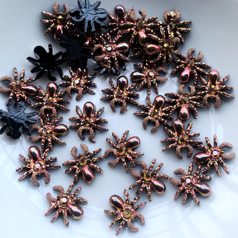 30Pcs Resin Spider Diy Decoratie Ab/Wit Rhinestone Spider Armour Sieraden Voor Oorbel Decoratie: 0-B583