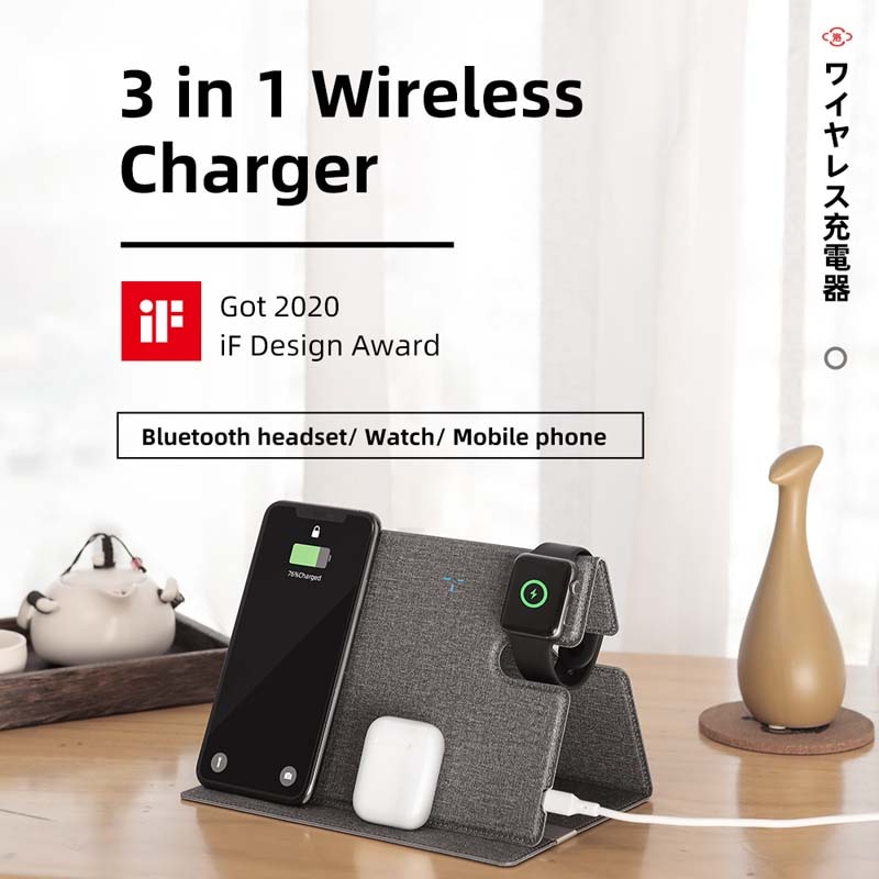 musica rock 3 in 1 Pieghevole Caricatore Senza Fili 10W Veloce беспроводная зарядка per il iPhone 11 pro Max Caricabatteria per Mela orologio 5 Airpods pro