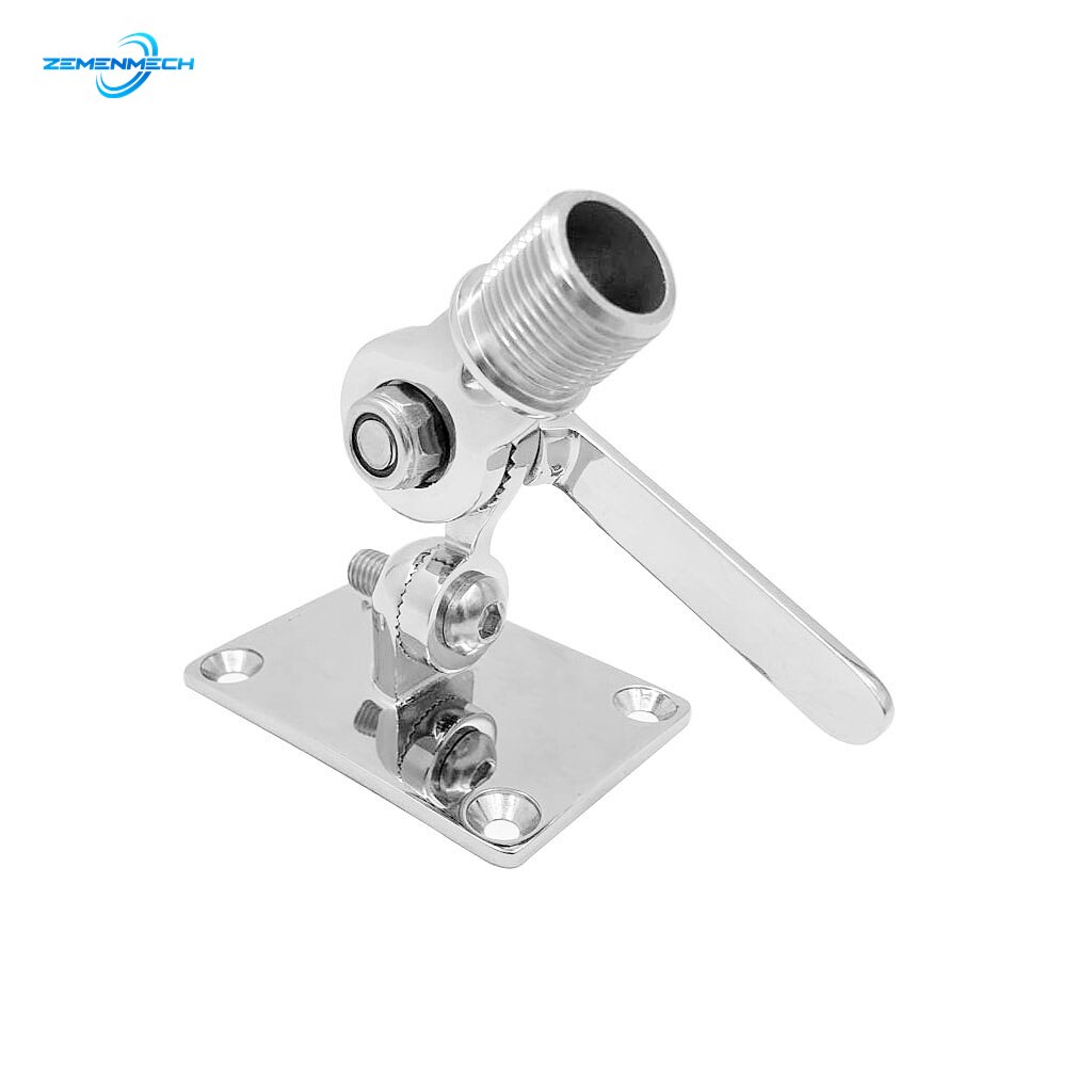 Stainless Steel Marine VHF Antenna Mount Dual Axis Heavy Duty Ratchet Mount Adjustable Base for Boats Rowing Accessories Marine