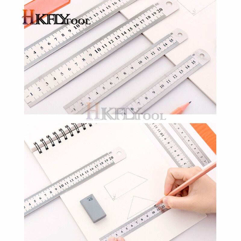 1pcs Straightedge Double Side Scale Metal Ruler Stainless Steel Woodworking Drawing Measuring Tools 0-15/25/30mm