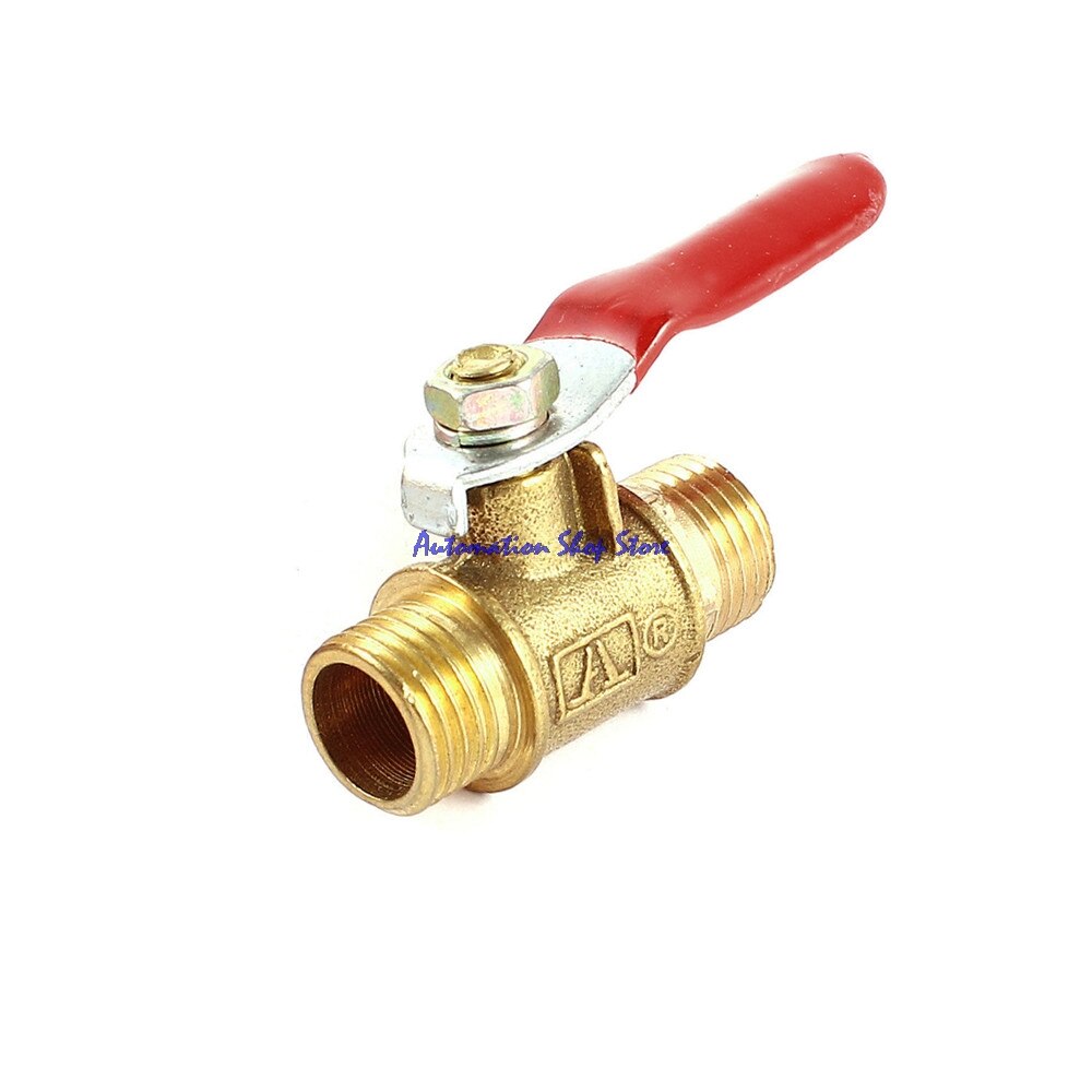 Red Lever Handle Brass 1/4PT Male Thread Connector Full Port Shut Off Ball Valve 13mm