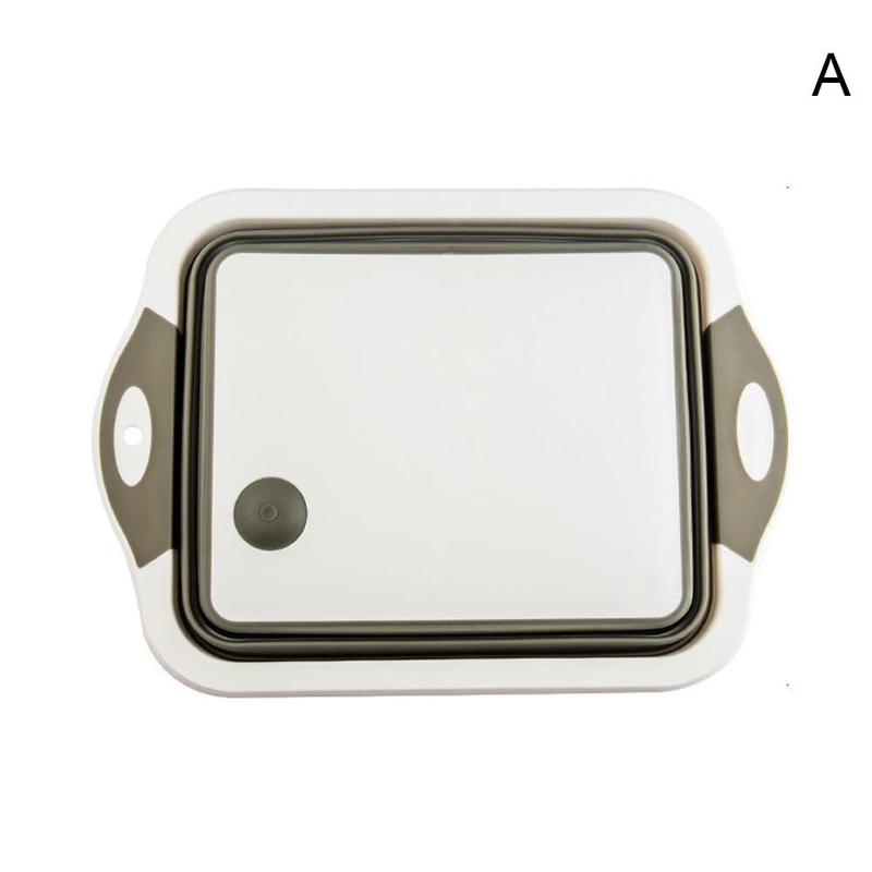 Multifunction Collapsible Cutting Board Dish Tub 3 Basins supplies Drain Outdoor Basket Kitchen 1 Camp Sink Folding Portabl C1U8: grey