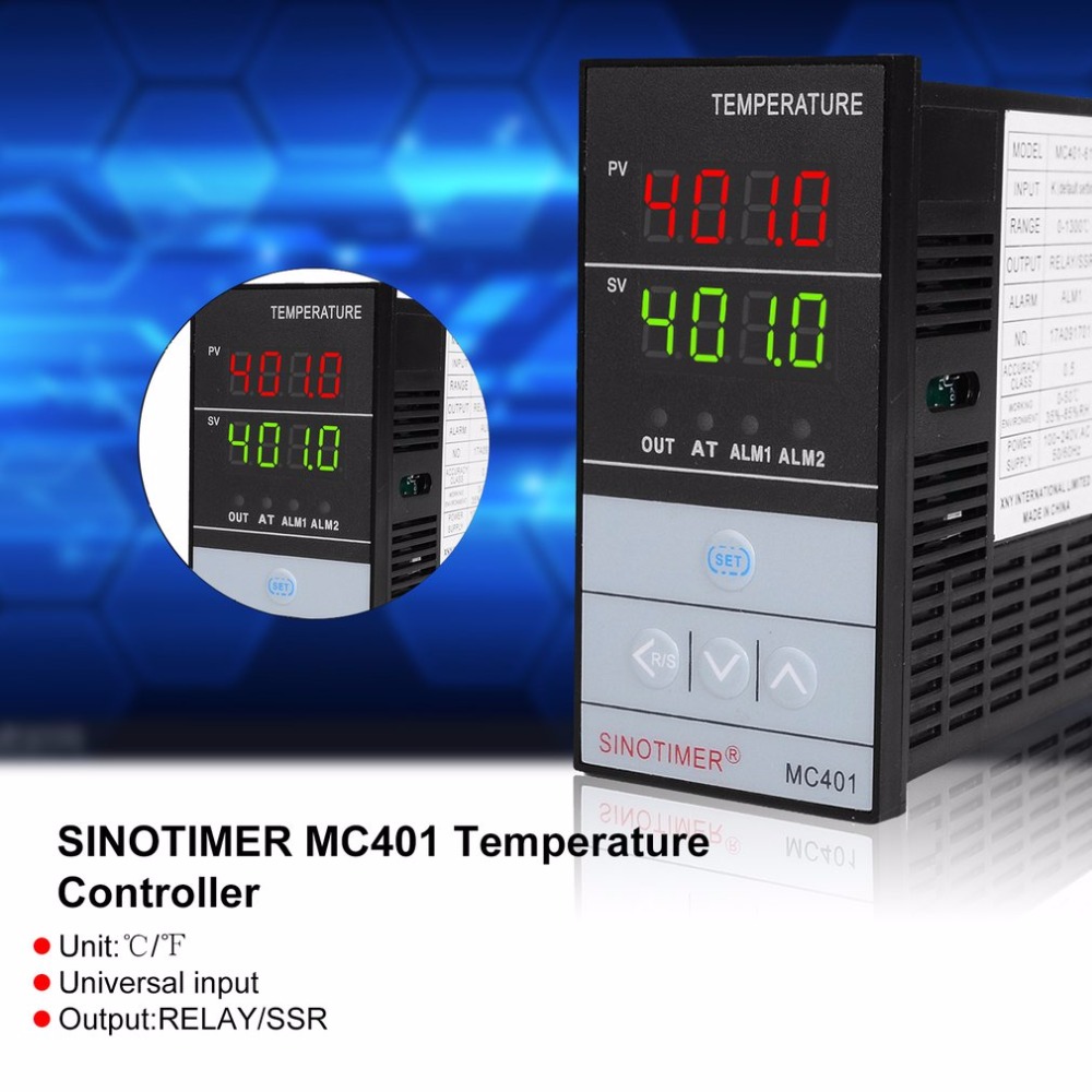 SINOTIMER Short Shell Input PID Temperature Controller Thermostat Temperature Regulator SSR Relay Output Heat Cool Alarm