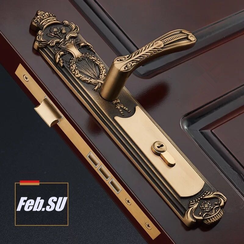 35-55MM DOOR THICKNESS DOOR HANDLE BRASS LOCK WITH 70MM KEY LOCK