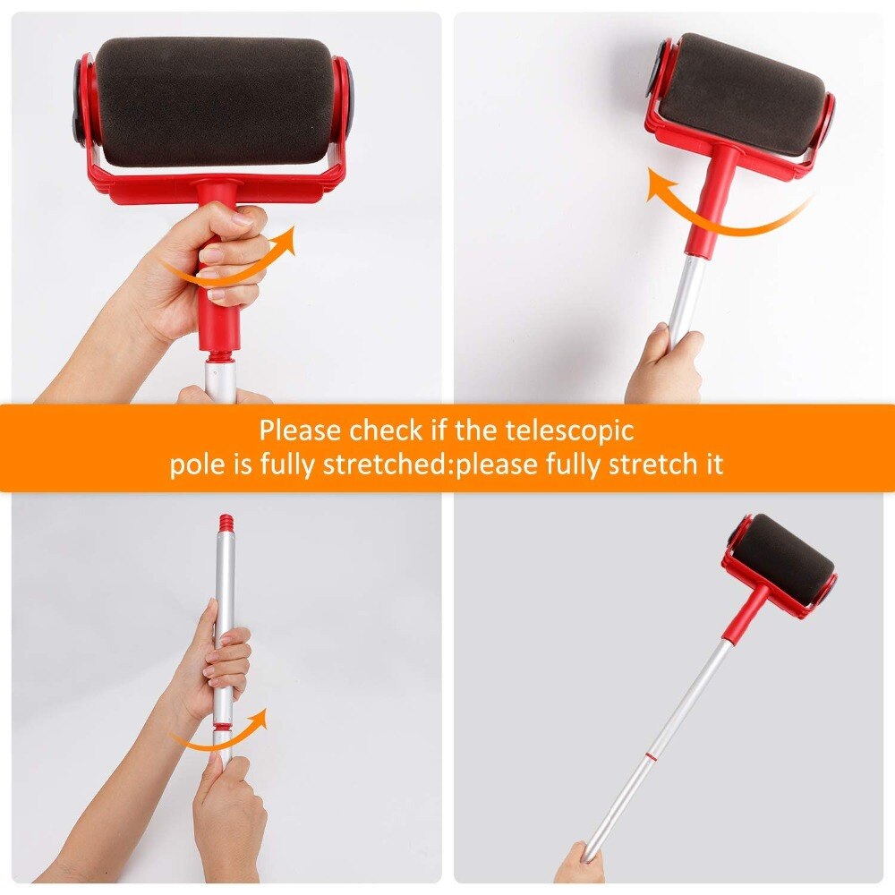 DIY Seamless Paint Runner Pro Roller Brush Handle Tool Flocked Edger Office Wall Painting Roller Paint Brush Set Paint Roller