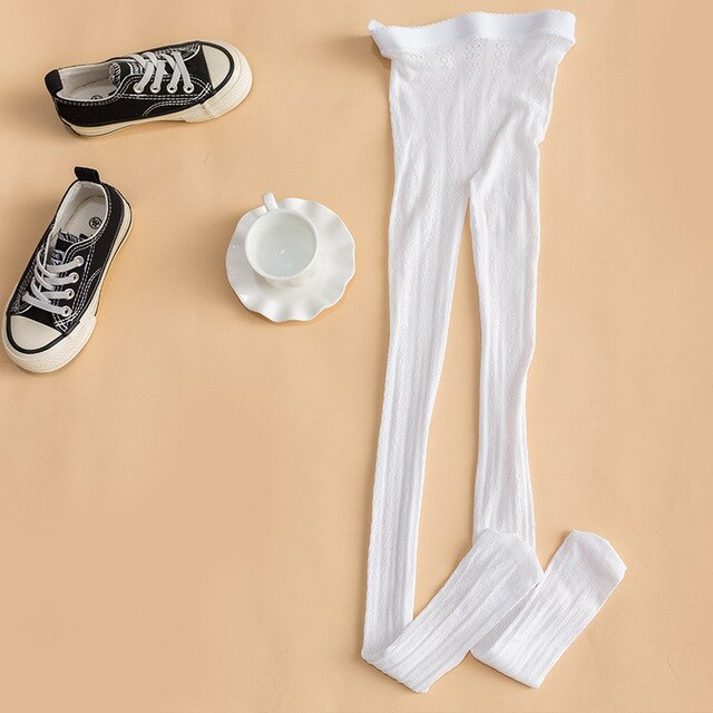 Fin gode barn jenter strømpebukse casual hvit svart bomull stretch tynn pustende tights for barn jenter: Hvit / 7-9 år gammel