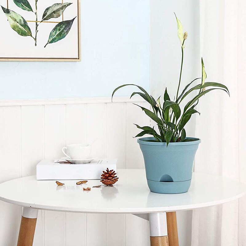 7.5 Inch with Tray, 4 Automatic Watering Flower Pots for Plant Growth