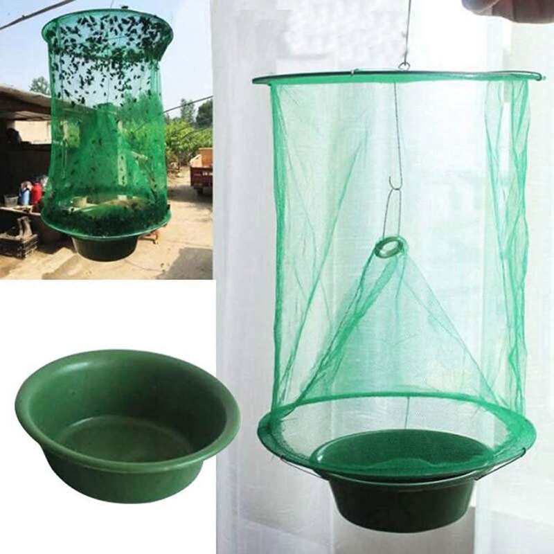 Ranch Fly Trap with Bait Tray Outdoor Hanging Reusable Flay Catcher Cage for Indoor Outdoor Parks Restaurants Farms