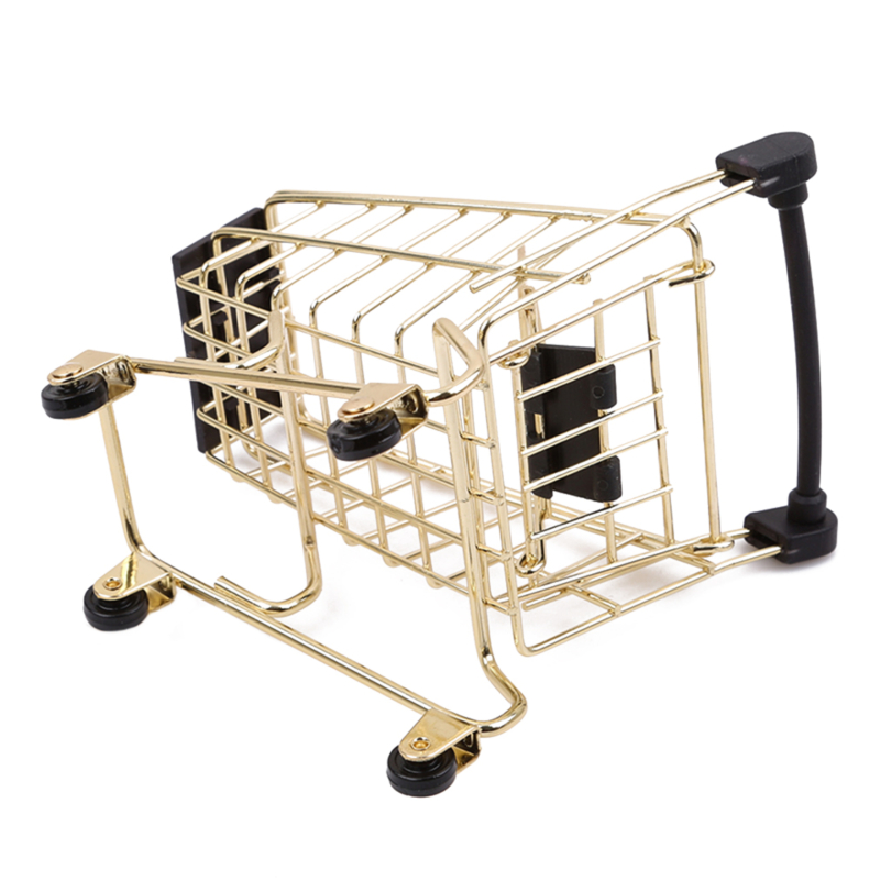 Storage Basket Simulation Mini Shopping Cart Supermarket Trolley Debris Storage Boxs Mini Supermarket Handcart Toy