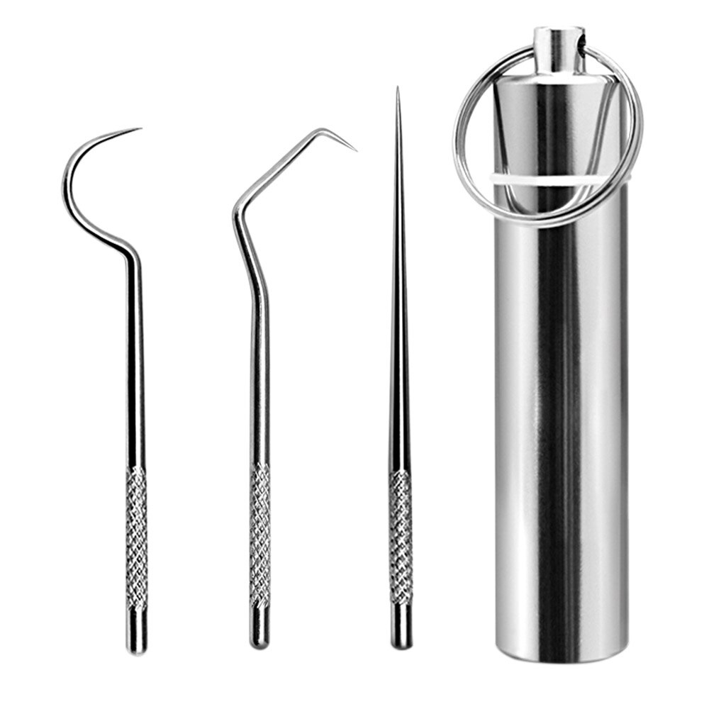 Draagbare 3 Soorten Tandenstokers Rvs Tooth Pick Sticks Pocket Tandenstoker Met Houder Voor Tanden Reinigen Tanden Care