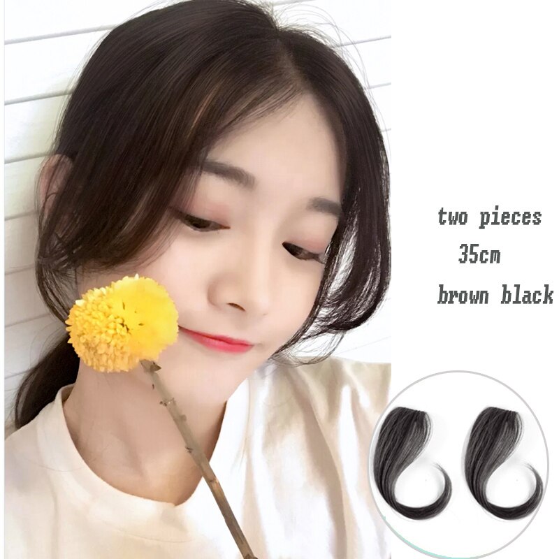synthetic Bangs clip on Front Hair Side Fringe Hair Synthetic Hair Bangs Hairpiece Long Bangs Extensions for Women 25-35cm: 35-4-2