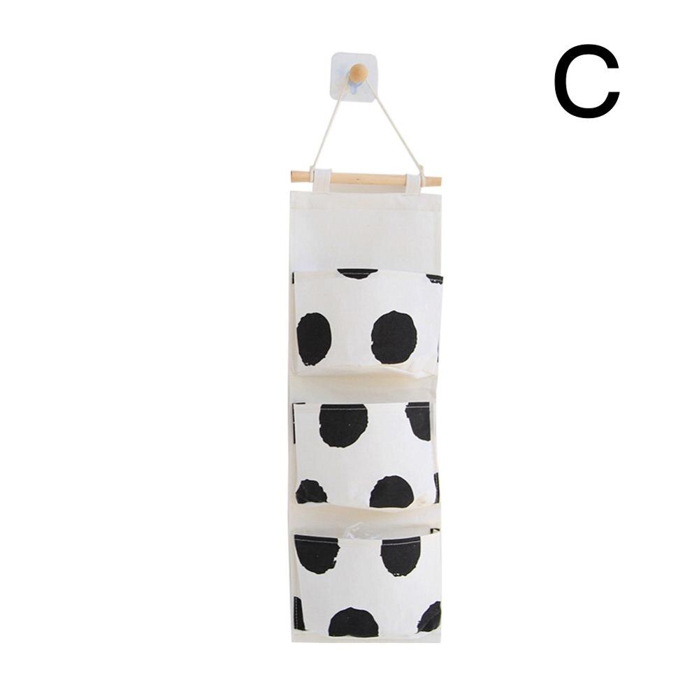 Cotton Cloth Storage Hanging Bag Over the Door Closet Organizer 3 Pockets Wall Hanging Storage Bags For Bedroom Kitchen/Bathroom: C