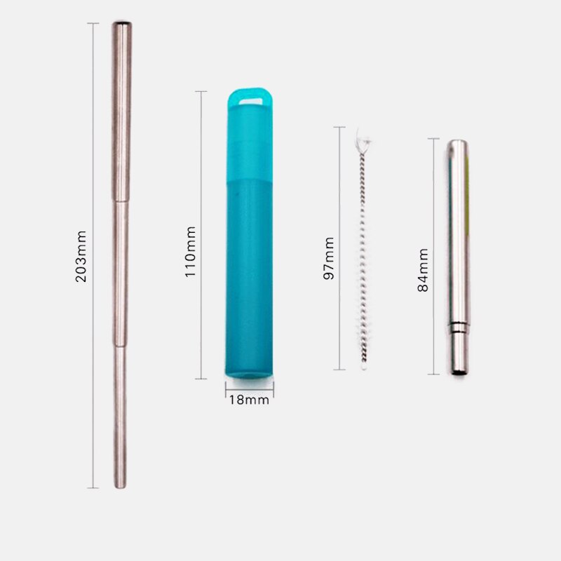 18/10 Reusable Telescopic Drinking Straw Portable straw For Travel Collapsible Metal Drinking Straw With Brush Stainless Steel: 6