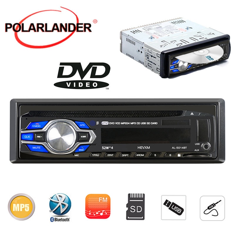 1 Din Car Radio DVD VCD CD Player Bluetooth 12V Audio DVD MP3 Player Autoradio Stereo SD/USB/AUX -in In-dash Hand Free