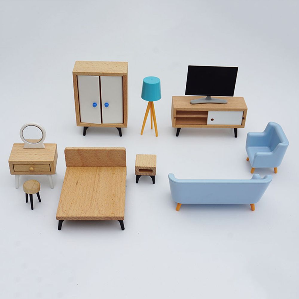 1:12 Schaal Poppenhuis Miniatuur Meubels Sofa Bed Kledingkast Tv Kast Mini Inrichting Scene Model Spelen Huis Micro Landschap