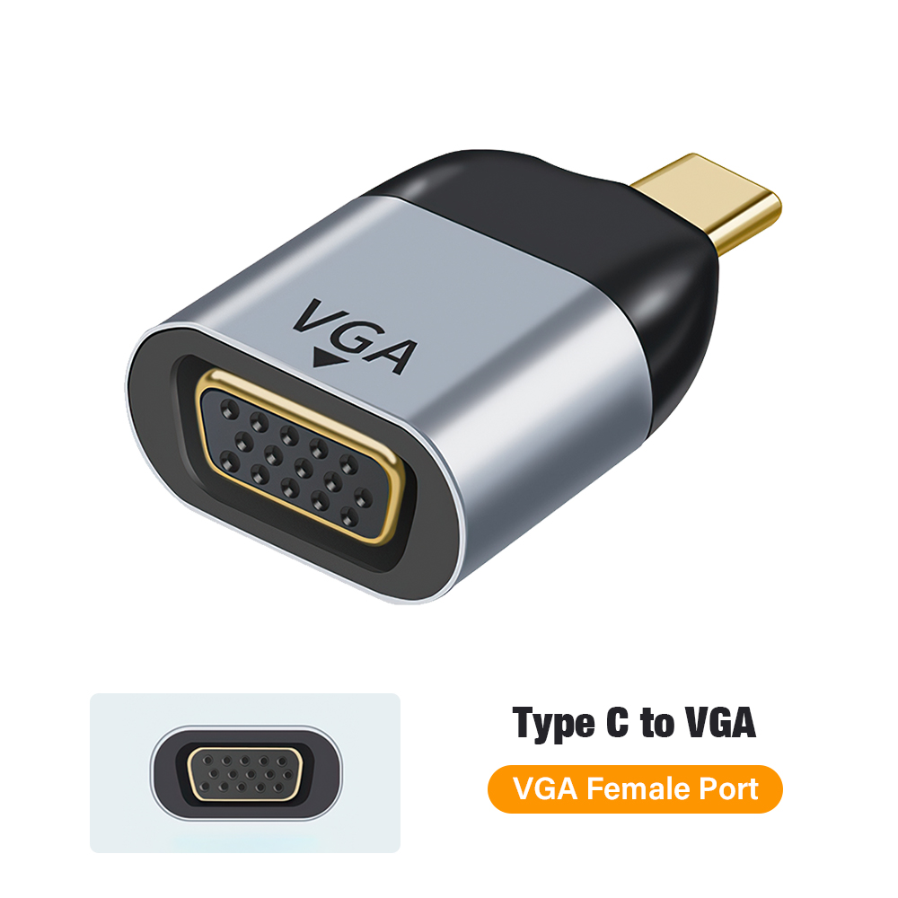 Adaptateur USB 3.1 Type C vers HDMI/DP 1.4 /VGA/miniDP plaqué or, convertisseur de prise de Projection 4K/8k 60Hz USB C mâle vers femelle, vidéo HD: Bleu