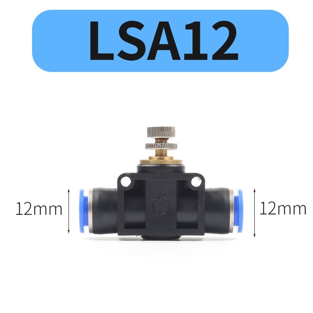 Lsa pneumatikkopplingar justera pneumatik luftgasventil hastighetskontroll snabb slang slang vattenkoppling 4mm 6mm 8mm 10: Lsa 12