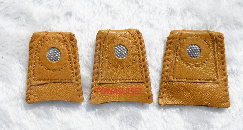 Japan håndlavet patchwork fingerbøl i imiteret læder med metalspids gør-det-selv syværktøjer håndarbejde tilbehør