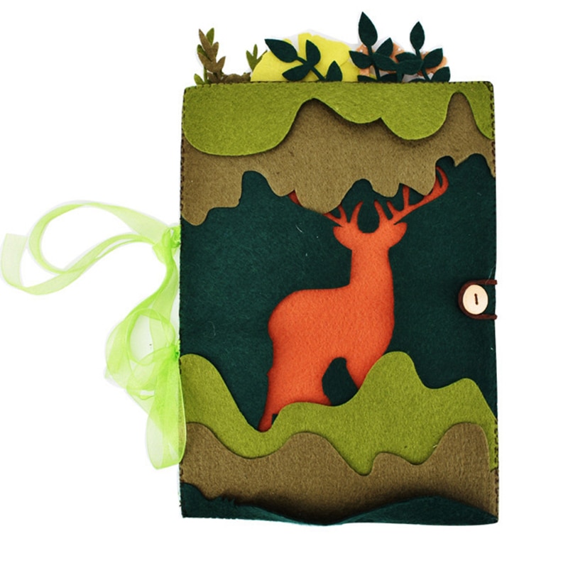 Álbum de temática de bosque hecho a mano para niñas y niños, álbum de fotos, tarjetas postales, libro de fieltro, Simple, experiencia de bricolaje, paquete artesanal