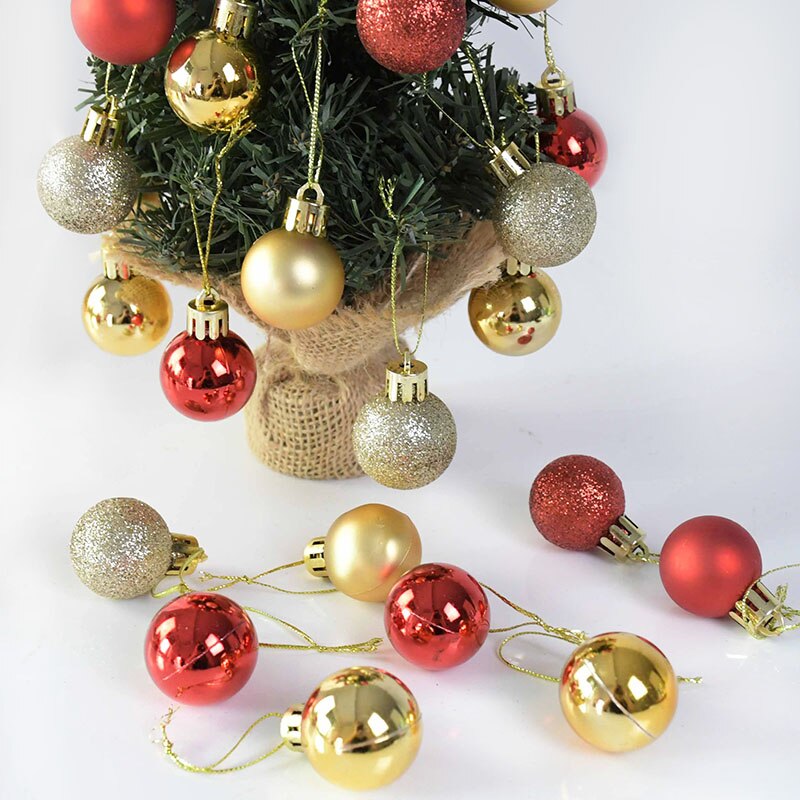 24 Stks/doos 30Mm Mini Glitter Kerstbal Xmas Tree Opknoping Ornament Party Jaar Woondecoratie