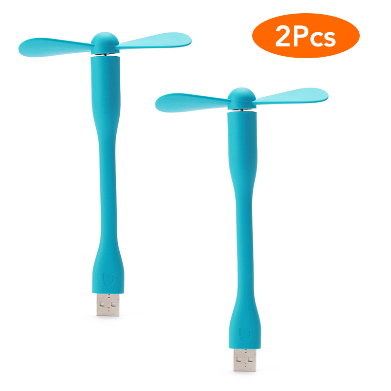 Original Xiaomi Mijia USB Light Flexible Detachable USB Fan Xiomi Portable LED Light with Switch Control Pocket Size 5V 1.2W: 2pcs Blue Fans