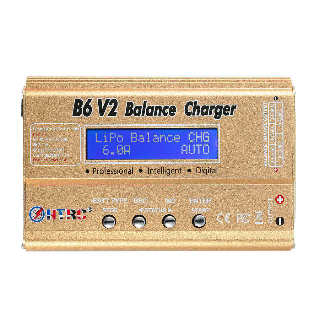 Htrc imax  b6 v2 80w 6a rc balance oplader til liion / life / nicd / nimh / high power batteri lihv 15v 6a ac adapter imax oplader