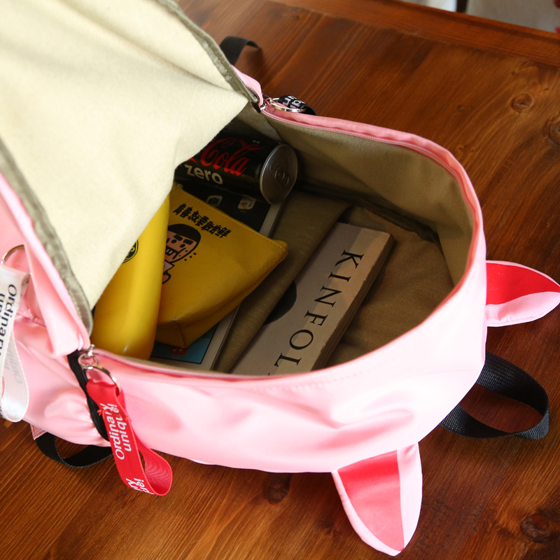 Teens Women Backpack Schoolbag for Girls Teenage pink School Bags Cute Cat Ears Nylon Back Pack Female Book Bag Casual