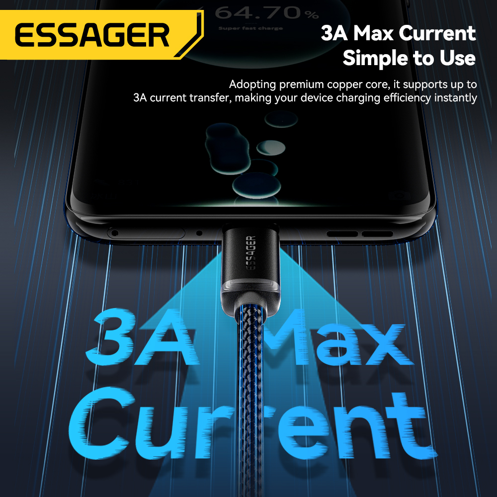 Essager 3-in-1 multi-USB A-oplaadkabel voor Apple iWatch iPhone 16/15/14/13 Pro met USB Type C Lightning snellaadkabel