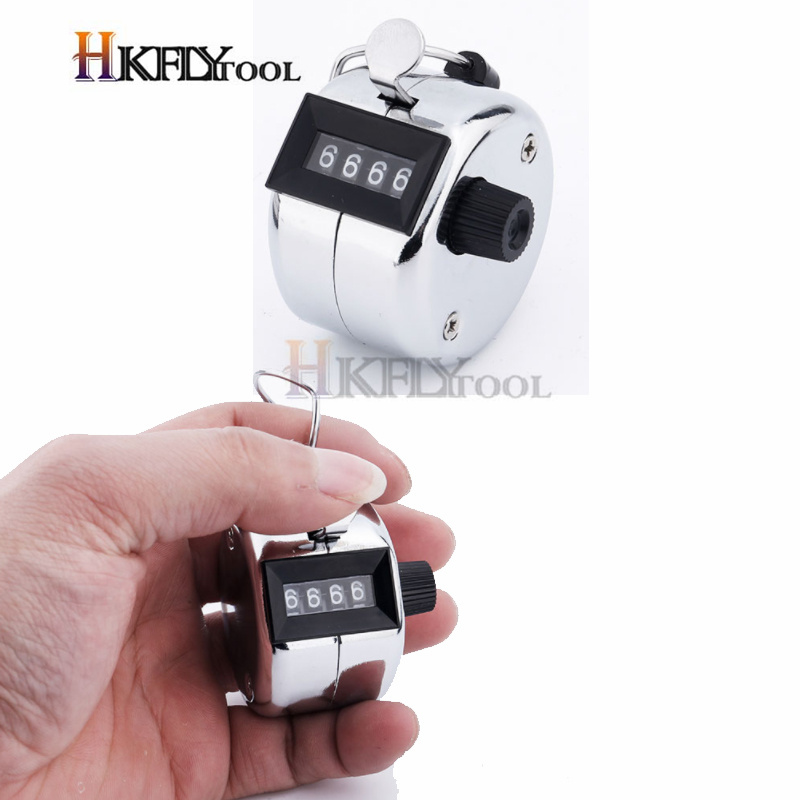 4 Digit Number Counters Hand Finger Mechanical Manual Counting Tally Clicker Timer Outdoor Sport Golf Soccer Counter Key Ring Ga