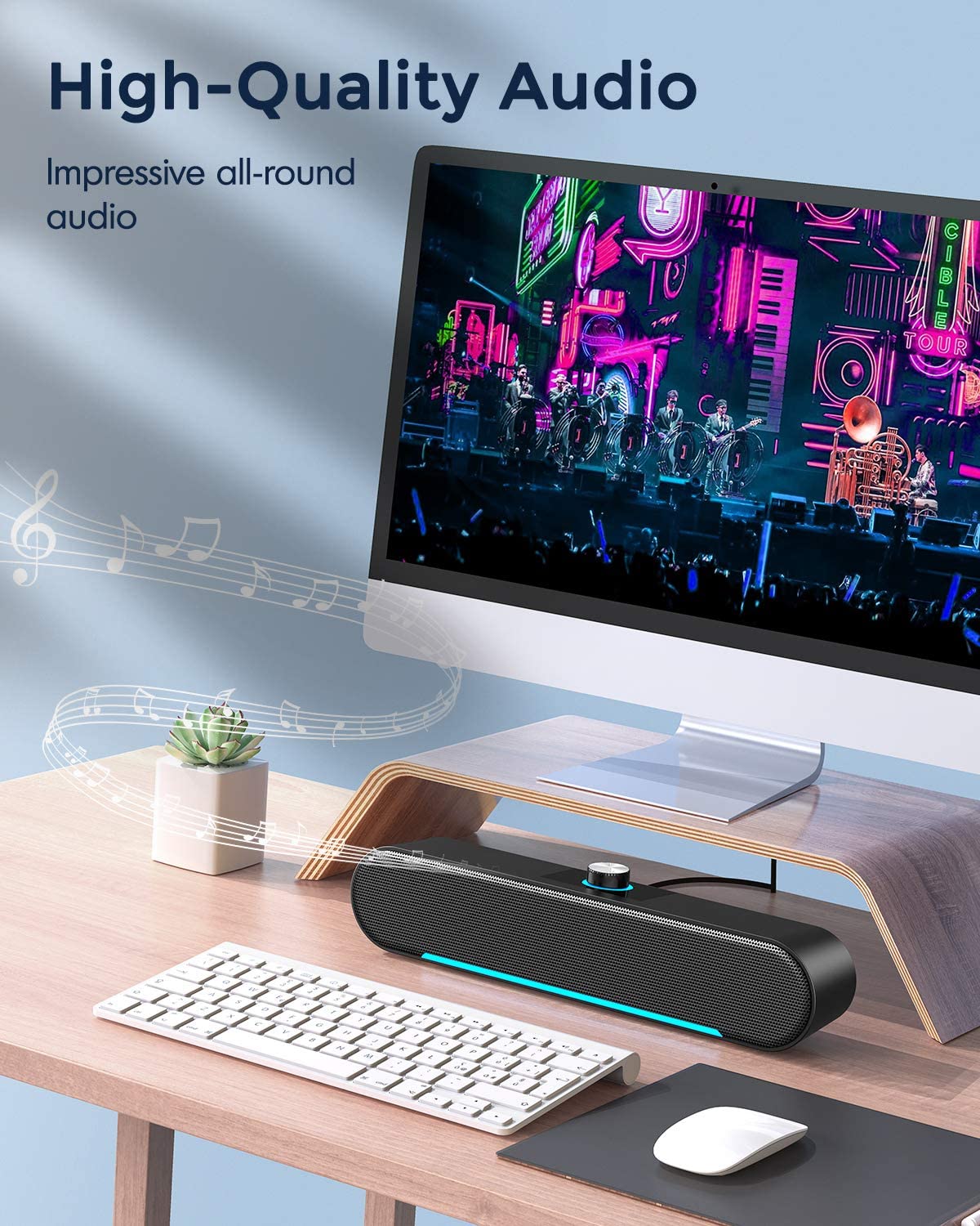 LENRUE A39 Bluetooth Computer Speaker Wired USB Sound Bar, Surround Sound Box for Home Theater PC Laptop Tablets Desktop Macbook