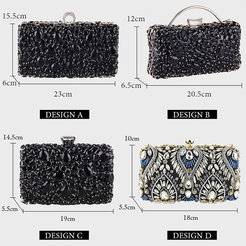 Women Clutch Evening Bag Beaded Crystal Lady Wedding Purse Rhinestones Handbags Silver Black Evening Clutch Bags for Women