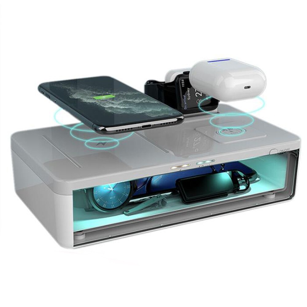 Three in one 15W fast charging Wireless charger UV disinfection box multifunctional disinfection box