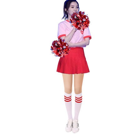 Clothes Female Group Dance Modern Performance Clothing Cheerleading Vitality Pink Blue Gray Split Short Sleeve Suit: Red / XXL